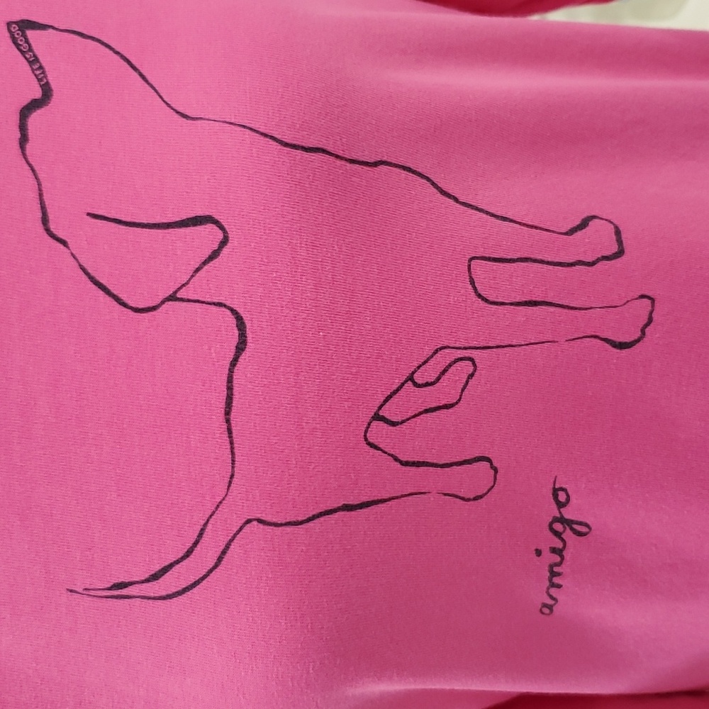 Life is Good long sleeve t-shirt women's large pink amingo dog outline graphic - Picture 4 of 15
